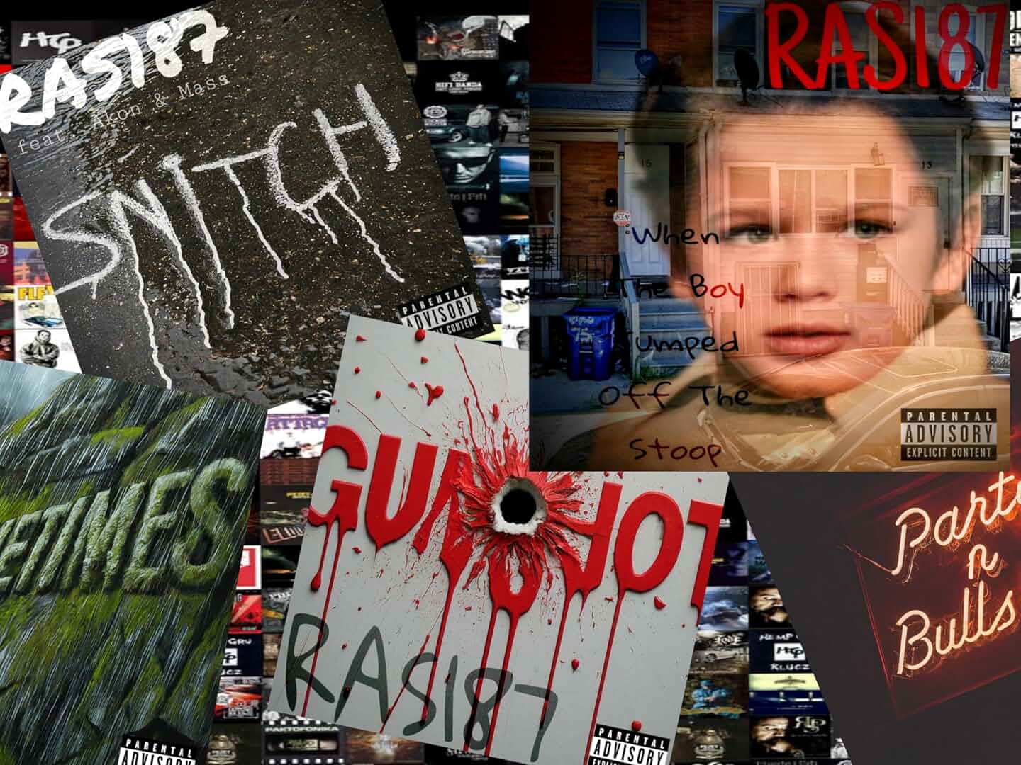 A collage of RAS187 release artwork